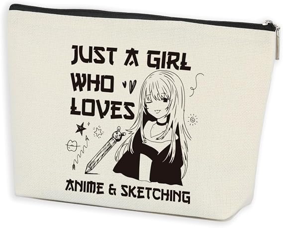 Anime Gifts Kawaii Makeup Bag Stuff Sketching lovers Lined Cosmetic Bag