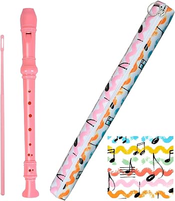 Professional German Style 8-Hole C Key Soprano Recorder for Kids & Beginners - Includes Cleaning Rod & Carry Bag, Ideal for Students & School BandPink