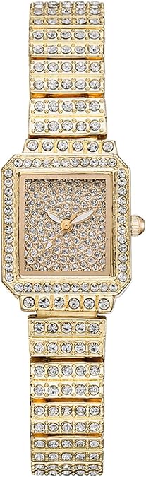 JewelryWe Women's Diamond Square Watch: Luxury Analog Quartz Timepiece with Sparkling Zirconia, Perfect for Casual and Formal Wearfor Mother's Day