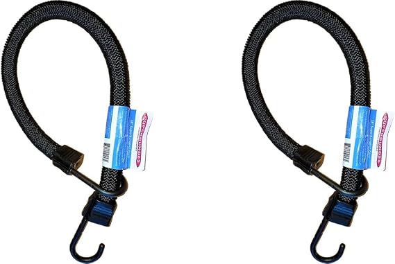 SuperBungee Cords | 2 Pack of 18-Inch Cords (24" incl Hooks) That Stretch to 8.7 FEET