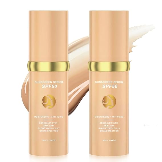 Foundation 4 in 1 - Color Changing Foundation, Medium Spectrum with SPF 50, Hydrating Longwearing & Waterproof Concealer, Lifestyle Lightweight Foundation for Gym, Sports, Dancing (2PC)