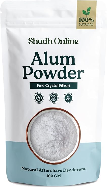 Alum Powder for Skin, Piedra de Alumbre en Polvo (3.5 oz - 100g), Fitkari Alum Stone for Face, Granulado Alumbre para Lavado Intimo, Tawas Allum Salt Spice (1-2 Pieces)