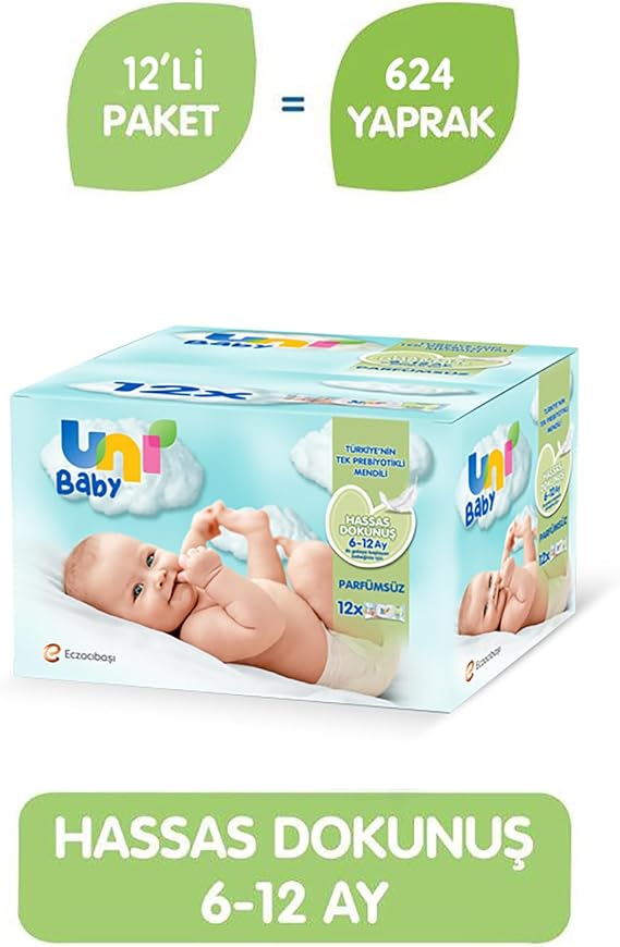 Uni Baby Sensitive Touch Wet Wipes 12*52 Leaf