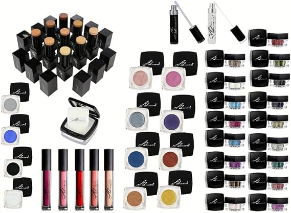 Professional Makeup Cosmetic Bundle Essential Kit Vegan Foundation Matte Liquid Lipstick Glitter Eyeshadow Beginners Teenage Girls Bulk Beauty Box Travel Carry Women's Gift 5 Set