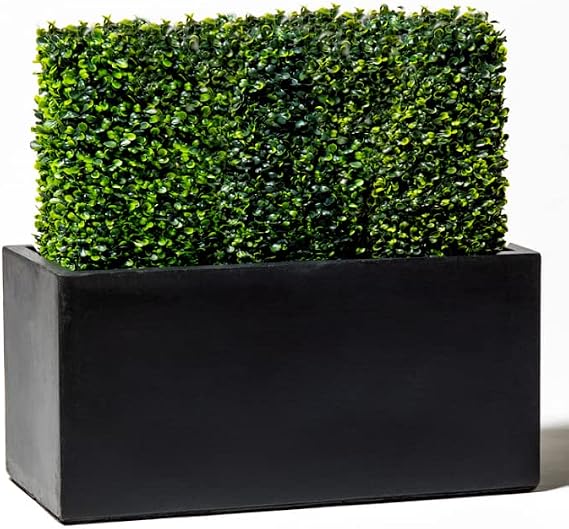 Primrose Outdoor Medium Terracotta Fibrecotta Dark Grey Trough Planter Pot 60cm (23.6in)