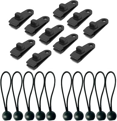 ZBGUN 20 PCS Car Windproof Clip Elastic Cord, Durable Plastic Clip Buckle ，Protect Car Cover from Blowing Off in High Winds,Universal Fit for Most Cars, Sedans, SUVs, Trucks, Vans