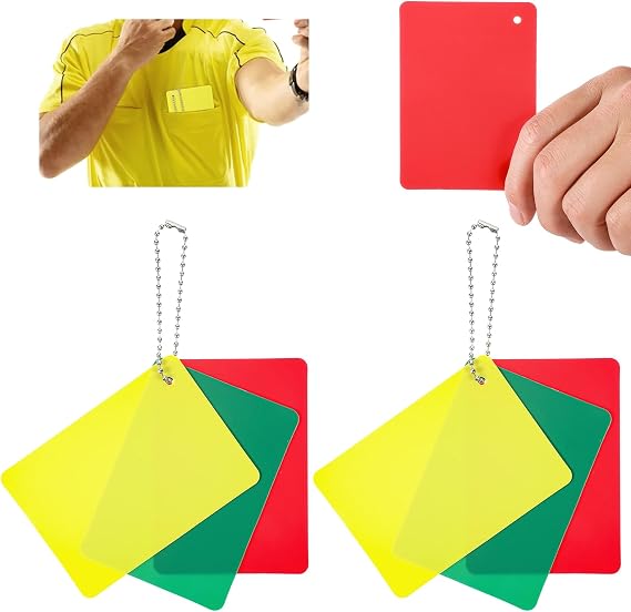 Football Green, Red and Yellow Referee Cards Penalty Cards, Warning, Ejection, Delay and Card