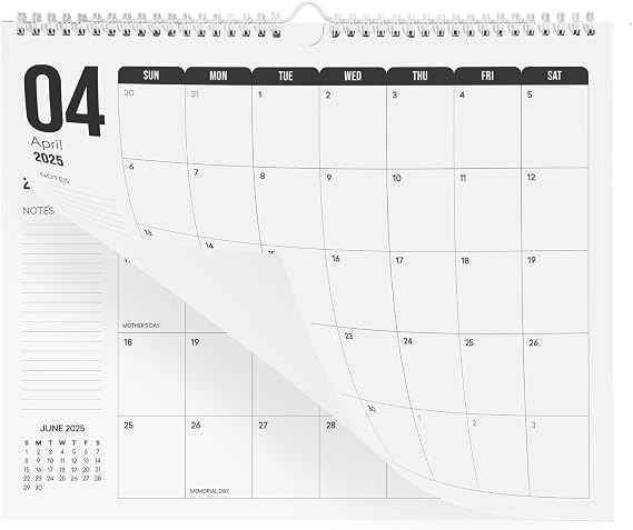 Horizontal Wall Calendar - 18 Months Hanging Calendar Jan 2025 to Jun 2026