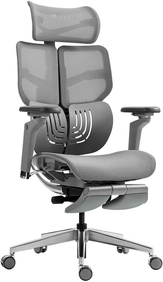 hinomi x1 ergonomic office chair with 3d headrest with footrest ergonomic office chair adjustable desk chair for home office ergonomic chair for office grey excess height