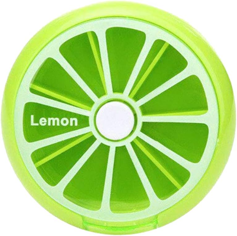 INVODA Pill Cases Pill Box Weekly 3 Times 7 Compartments Large Medicine Pill Organizer Lemon 1PCS