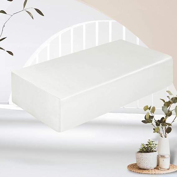 VACVELT Satin Cube Pillowcase, White 24"x12"x5.5" Side Sleeper