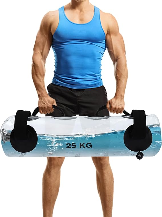 Training Water Bag,Fitness Water Weight Aqua Bag,Portable Stability Fitness Equipment,Training Power Bag with Water Weight,Water Tank,Clear and Black,55lbs,for Gyms, Homes, Sports Halls