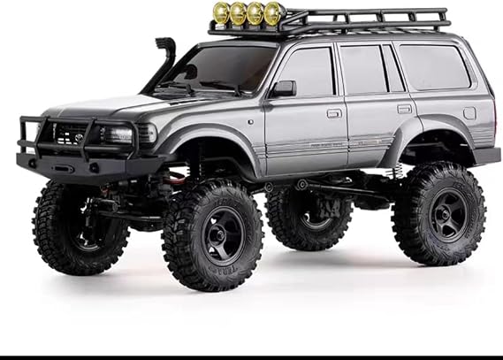 FMS 1/18 FCX18 RC Crawler Land Cruiser LC80 Toyota Officially Licensed, 4WD RTR RC Rock Truck with 2.4Ghz Transmission, Portal Axles, LED Lights for Adults Hobby Gifts (Grey)