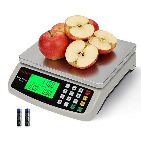 Commercial Digital Kitchen Scale 40KG/88LB Large Food Scales 304 Stainless Steel for Cooking Baking Meat Weight with Price Computing Tare Function Counting Parts Full-View LCD Gray