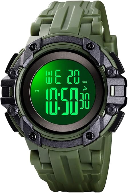 FANMIS Mens Watches Military Digital Watch with Calendar Chronograph LED Backlight 164FT 50M Waterproof Running Sports Watch