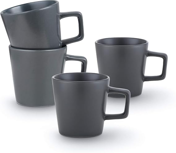 Stone Lain Stoneware Coupe - Celina Mugs Set, 4-Piece, Grey Matte