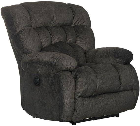 Catnapper Johnson Power Lay Flat Recliner in Gray Polyester Fabric