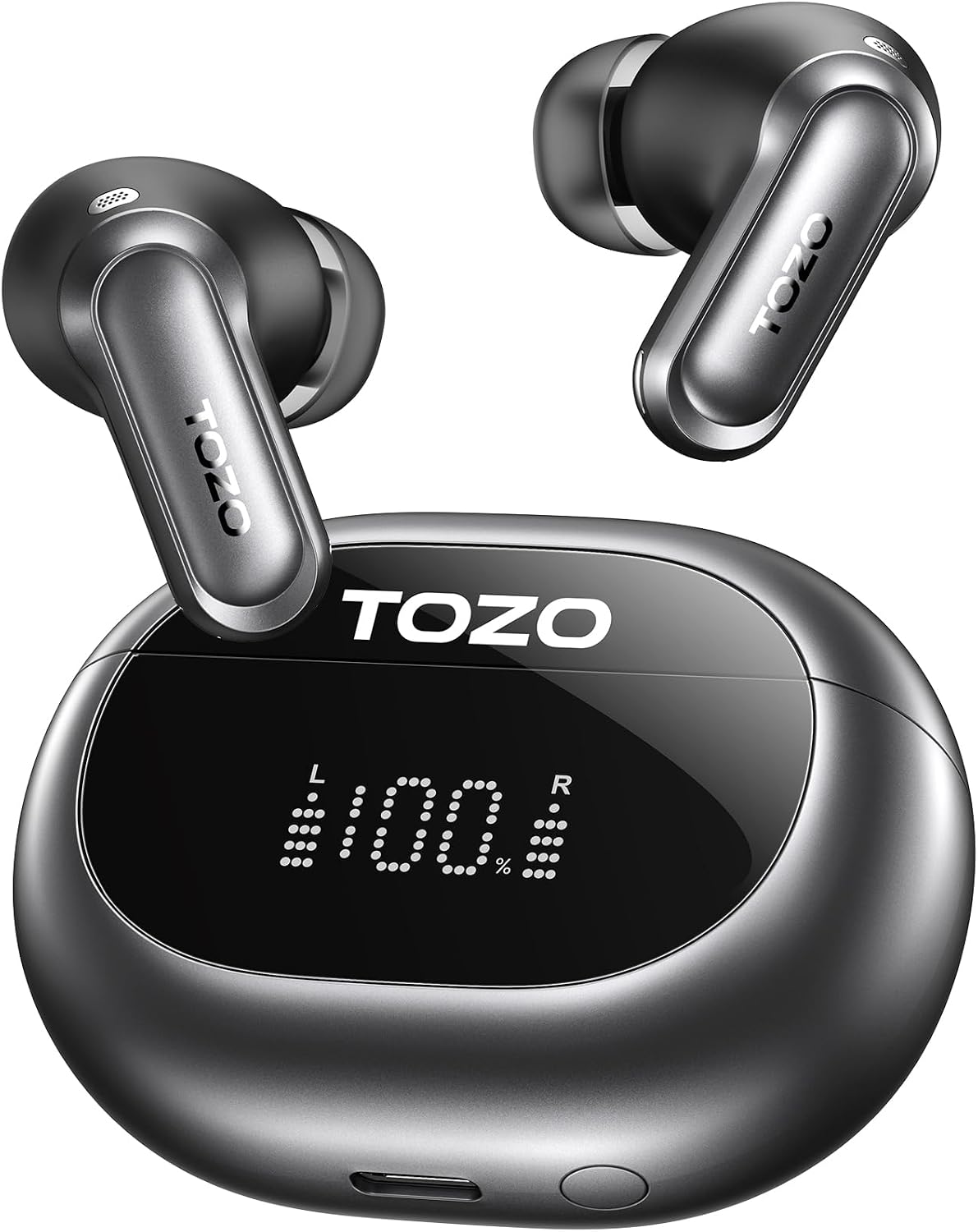 TOZO NC20 Active Noise Cancelling Wireless Earbuds, IPX8 Waterproof Ear Buds, LDAC Hi-Res Sound Stereo Bass, 6 Mics AI Call, Multipoint Pairing, 80H Playtime, Translation Earbuds, Wireless Charging