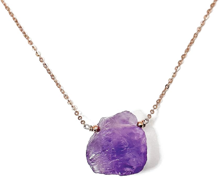 Raw Gemstone Necklaces Kyanite Amethyst Tourmaline Citrine Aquamarine Moonstone Labradorite Quartz Natural Crystal Pendant Handmade Sterling Silver 18K Gold Jewelry Gift Designs 18 Inch