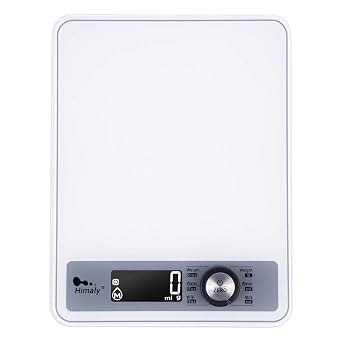 Highly Digital Kitchen Food Scale,LCD Display with Backlight Kitchen Scale,1g/0.1oz Precise Graduation,Measure Water and Milk Volume,5000 g / 11 lb,White