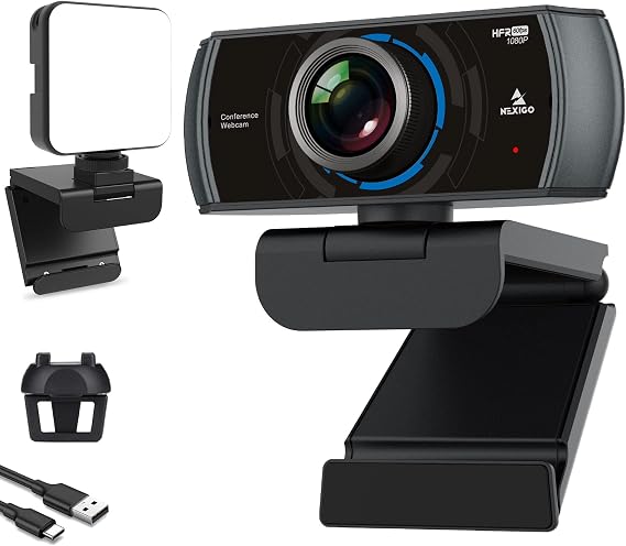 NexiGo 60FPS 1080P Webcam Kits, N980P HD Web Camera with Microphone, 120 Degrees Wide-Angle, Software Control, Enhanced Video Conference Lighting Kit with Webcam Style Clip, for Zoom/Skype/Teams