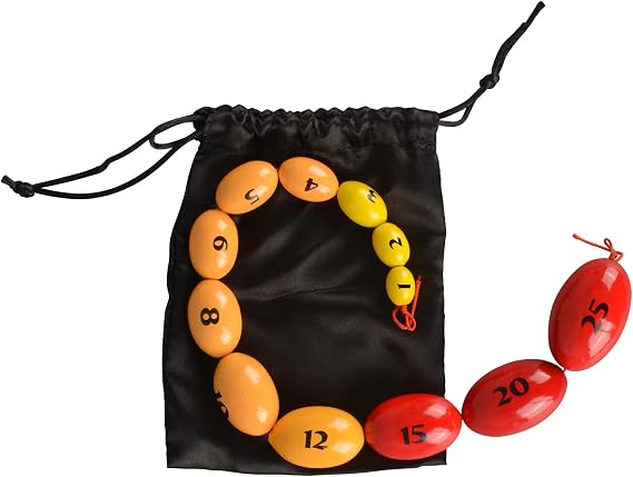Wooden Prader Orchidometer, Prader Balls, Endocrine Rosary for Measuring Testis Scale in Clinic/Hospital for Endocrinologist and Pediatrician | 12 numbered, color-coded beechwood beads with a smooth sliding string and protective storage pouch