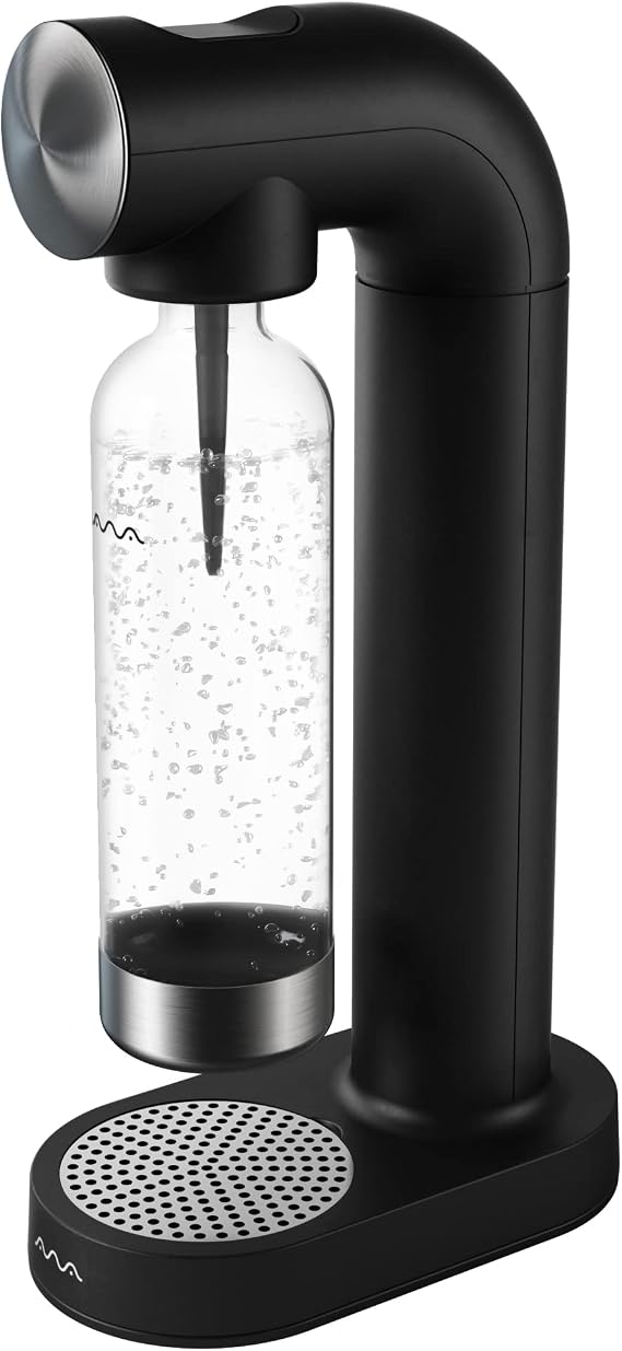 AWA WATER CARBONATOR Machine- Sparkling Water Maker & Soda Maker Machine Metal accents With BPA Free 1L Bottle,Cordless And Stylish European Design,Compatible With Any Screw-In 60L C02 Cartridges