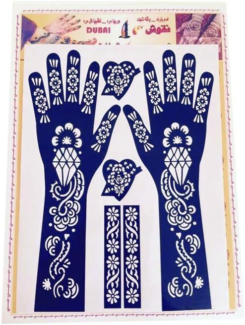 2 Hands Sheets Henna Stickers Tattoo Bodyart Mehndi Stencil Wedding Ladies Men Black
