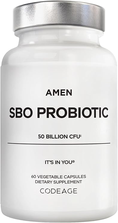 Amen SBO Probiotics Supplement, 50 Billion CFU, Prebiotics, 60 Capsules