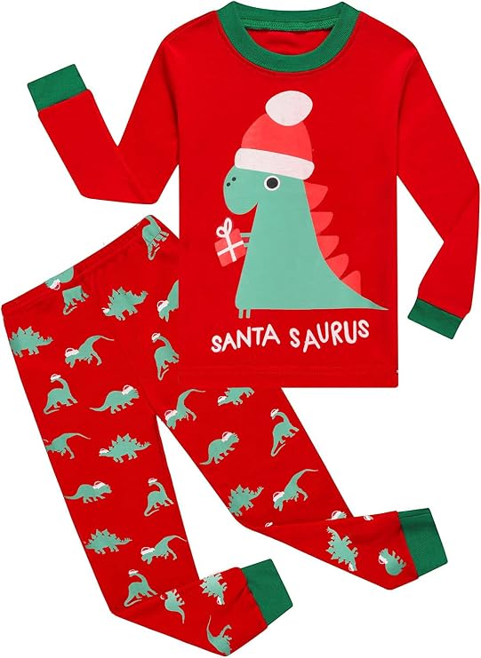 DDSOL Toddler Boys Girls Christmas Pajamas Dinosaur Jammies Santa Claus Kids Cotton Sleepwear Set