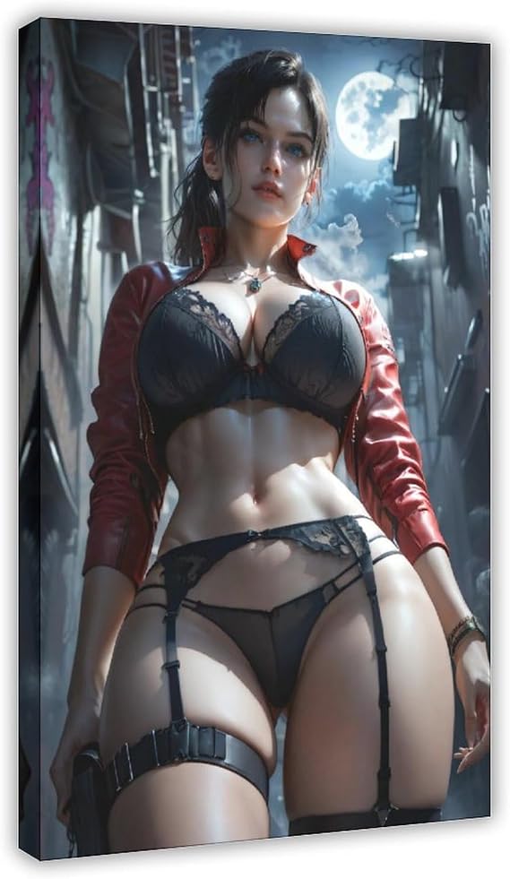 AI Sexy Girl, Sexy Lingerie, Long-haired Beauty, Bikini 2 Canvas Poster Wall Art Decor Print Picture Paintings for Living Room Bedroom Decoration Frame: 12x18inch(30x45cm)
