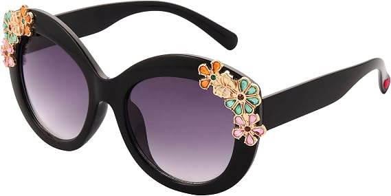 Betsey Johnson Women's Garden Party Sunglasses Round, Black, 141 mm
