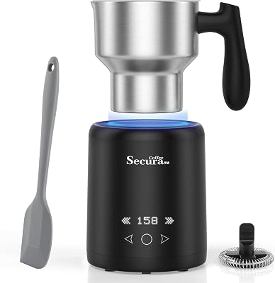 Milk Frother, 5-IN-1 Electric Milk Steamer with Detachable Stainless Steel Jug Automatic HotCold Foam & Hot Chocolate Maker with LED Touch Screen, Temperature Display, Induction Heating