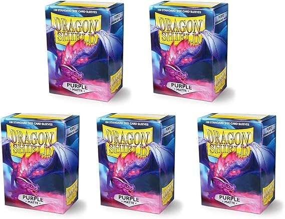 5 Packs Dragon Shield Matte Purple Standard Size 100 ct Card Sleeves Value Bundle!