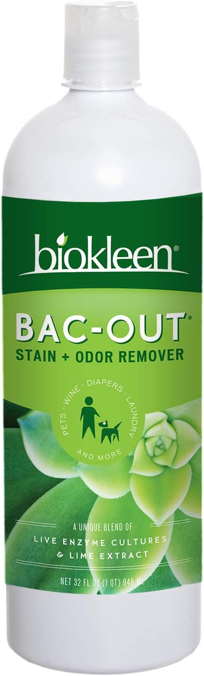 Biokleen Bac-Out Stain+Odor Remover, Destroys Stains & Odors Safely, for Pet Urine, Laundry, Diapers, Wine, Carpets, More, Eco-Friendly, Non-Toxic, Plant-Based, 32 fl oz (Pack of 12)