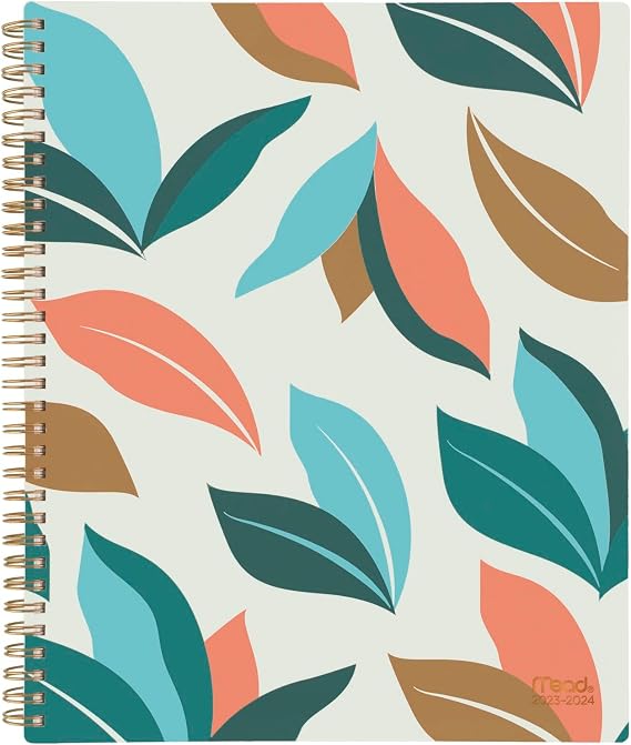 Mead 2023-2024 Academic Planner, Weekly & Monthly, 8 1/2" x 11", Large, Monthly Tabs, Flexible Cover, Palm Leaves (1317P-905A)