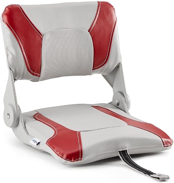 DeckMate Compact Folding Fishing Seat - Gray and Red