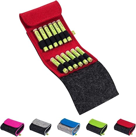 Sven Sommer Homeopathic Pocket Pharmacy Globules Bag for the Book Homeopathy (GU Compass Health) Filled with 12 Globules (Glass) Handgem. Made of Real Felt (Red)