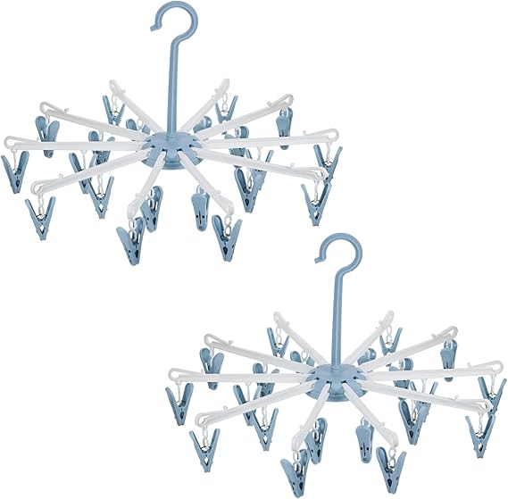 Hejo 2PCS Sock Dryer with Pegs, Plastic Octopus Clothes Sock Hanger (Blue)