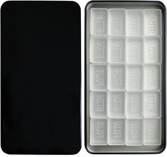 FCLUB Empty Watercolor Palette Tin with 20 Clear Full Pans, Magnetic Tape