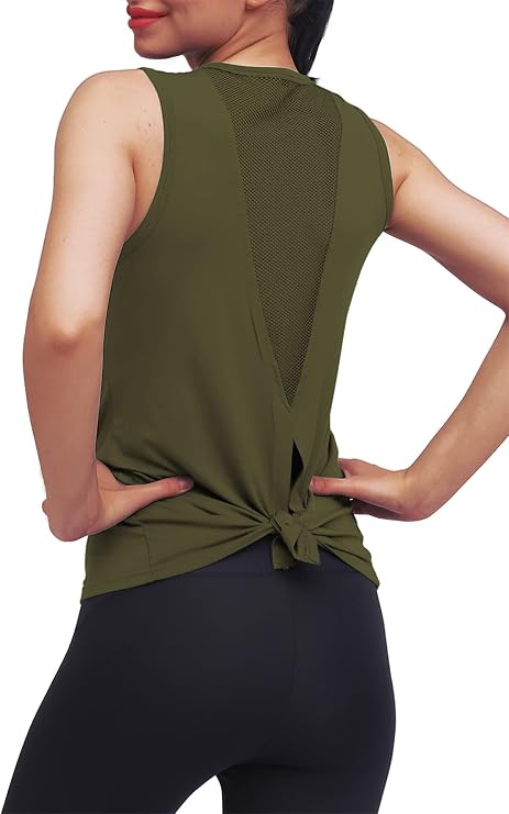 Mippo Workout Tops for Women Yoga Tank Athletic Muscle Shirts Tie Back