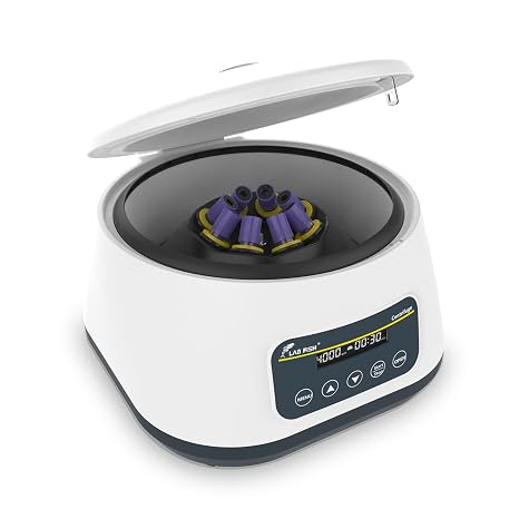 LAB FISH LC-400 Digital PRP Centrifuge, 4x15ml & 8x2/5/10ml Tubes | 500-4000RPM , 1717xg force, timer 30s-59min, compact centrifuge for PRP isolation & plasma separation