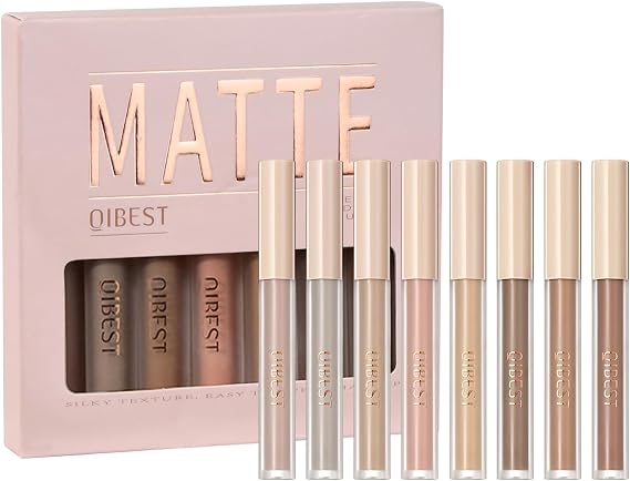 Matte Liquid Eyeshadow Set, 8 Colors, Smoothing Natural Makeup, Long Lasting Quick Drying Eye Shadows for Christmas (Set A)