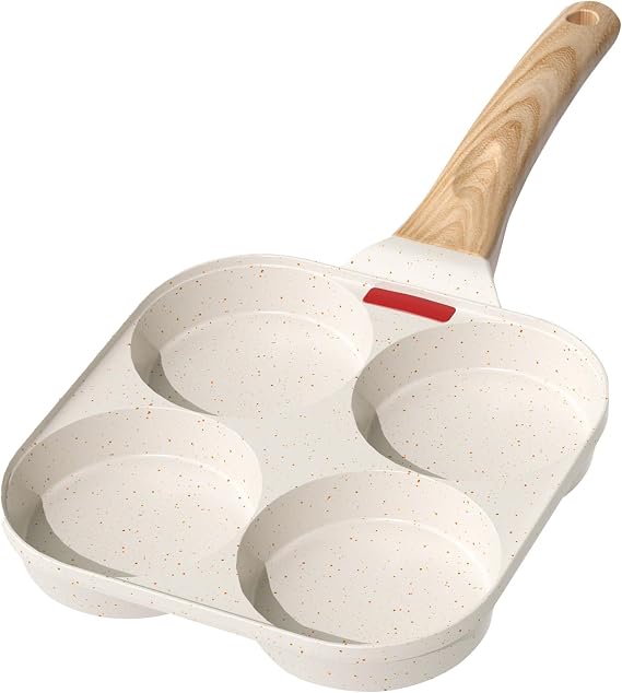 YASHE 4 Cup Nonstick Egg Pan, Induction Ready, Non-Toxic Egg Frying Pan | Granite Breakfast Skillet for Eggs Pancakes Burgers Omelette, PFOA Free, Compatible for All Hobs