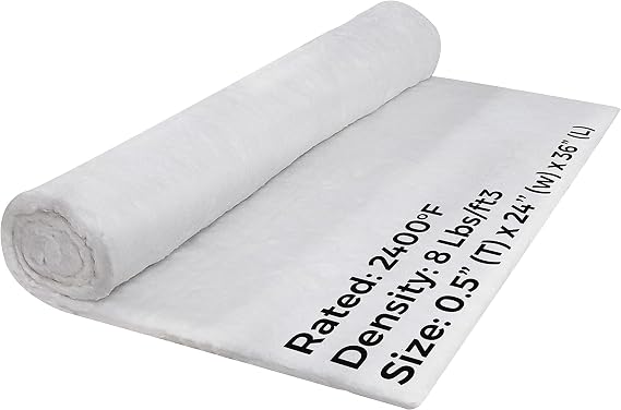 SIMOND STORE Ceramic Fiber Insulation Blanket, 8# 2400F, 0.5" x 24" x 36"