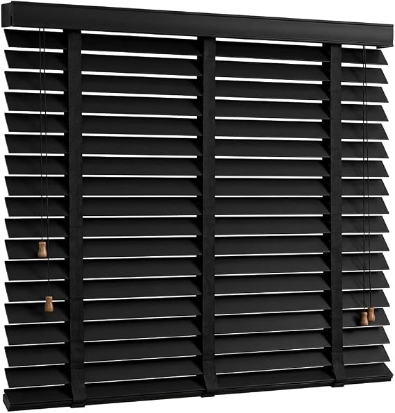 2" Slats Wood Blinds for Indoor Windows with Classic Valance, Custom Room Darkening Solid Wooden Venetian Horizontal Blinds & Shades for Indoor Windows, Office, Living Room, Bedroom