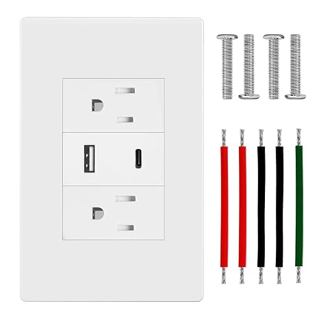 10A Duplex Tamper-Proof USB Socket,Dual-Port USB Type Charging Power Socket