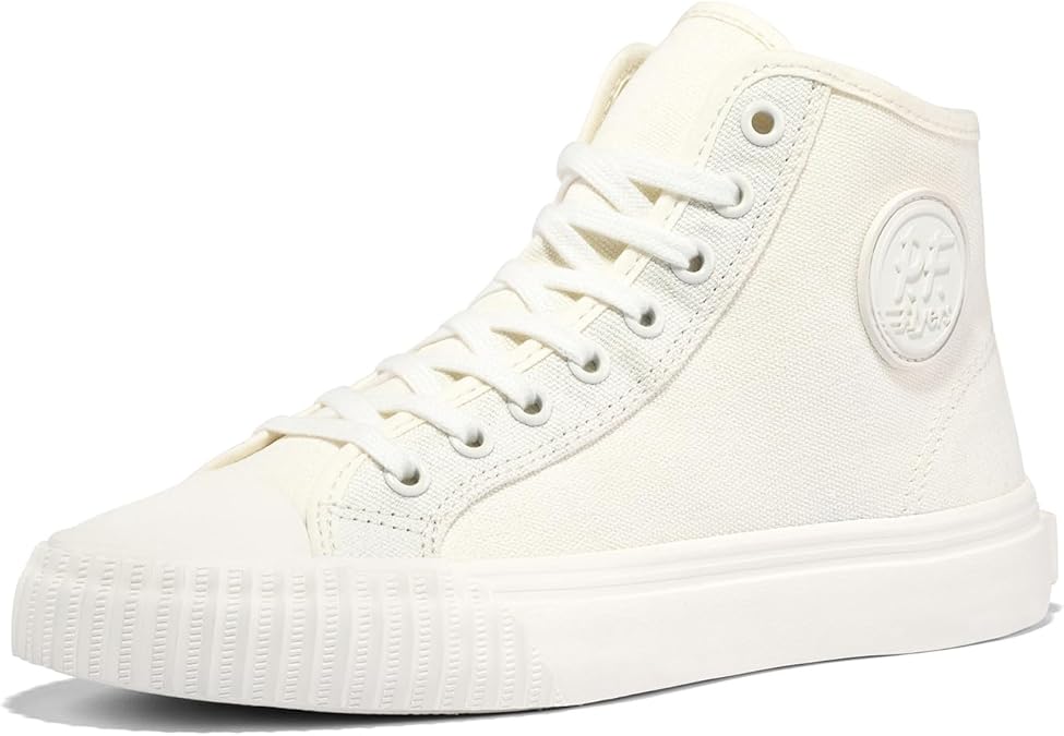 P.F. Flyers High Top Sneakers, The Center Sea Salt, 9M/10.5W | Vintage Canvas High Top Sneakers for Men and Women. Posture Foundation Insole. Casual Unisex Shoes.