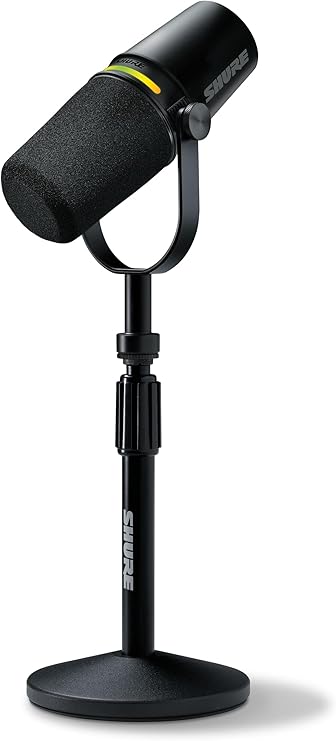 Shure MV7+ USB-C & XLR Podcast Dynamic Mic with Stand - Black