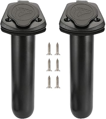 2 Pcs Kayak Deck Plastic Flush Mount Fishing Boat Rod Holders and Cap Cover, Fishing Tackle Accessory Tool